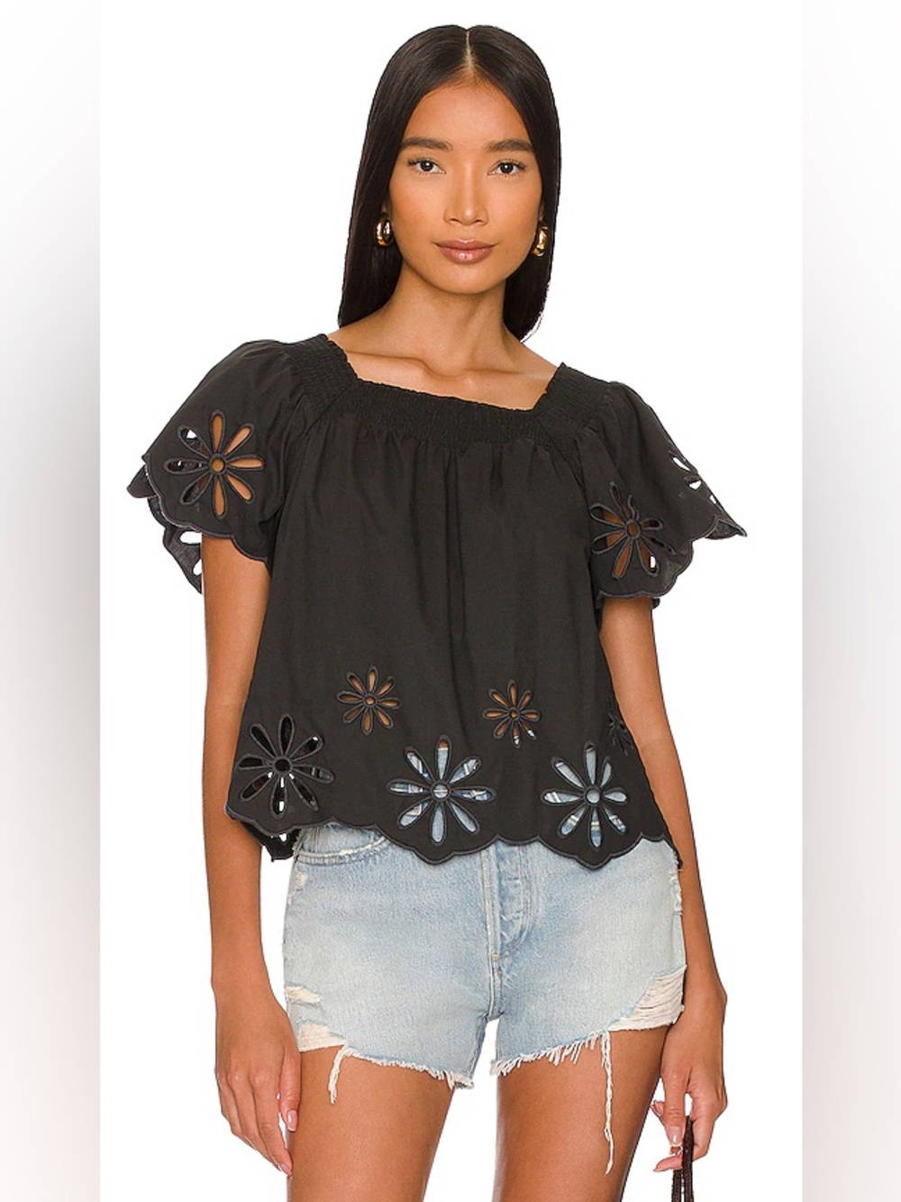 RAILS Sonora Top in Black Eyelet size small